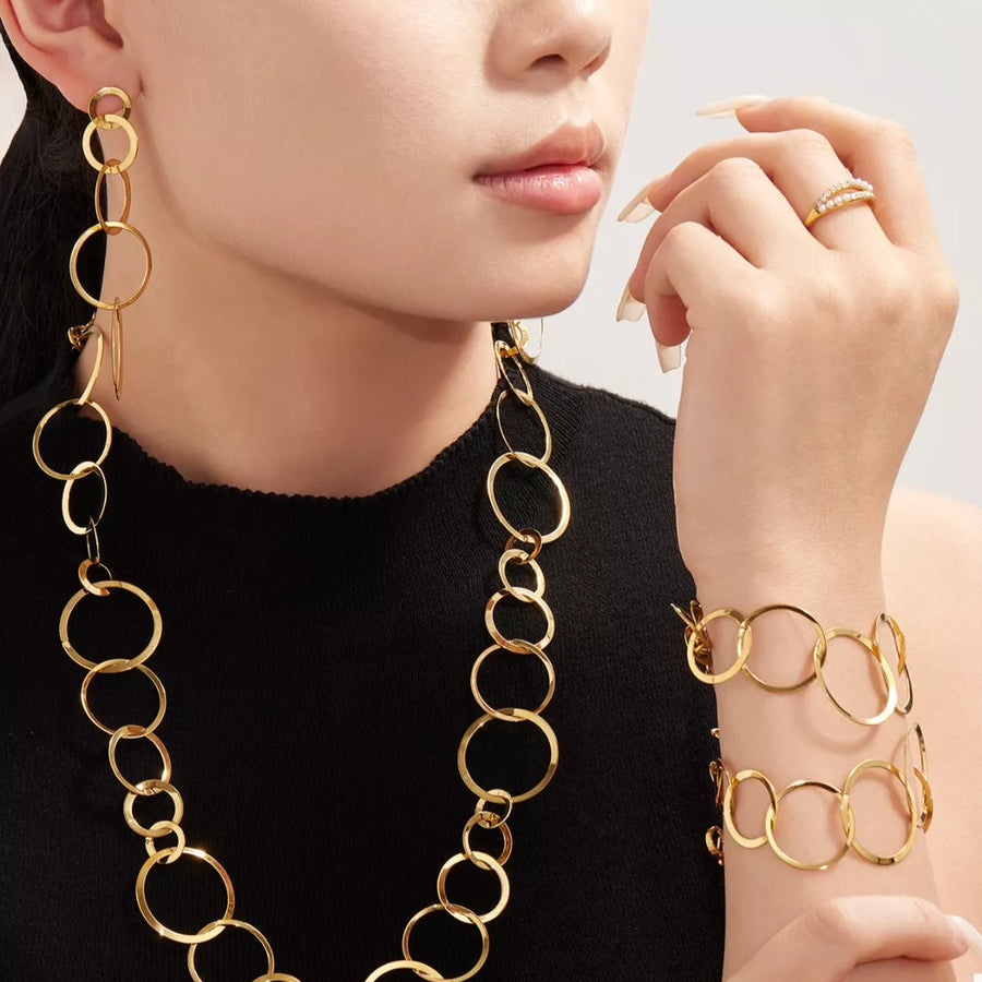 18K Gold-Plated, Stainless Steel Care instructions: Avoid wearing during exercis bracelet in Gold with chain bracelet