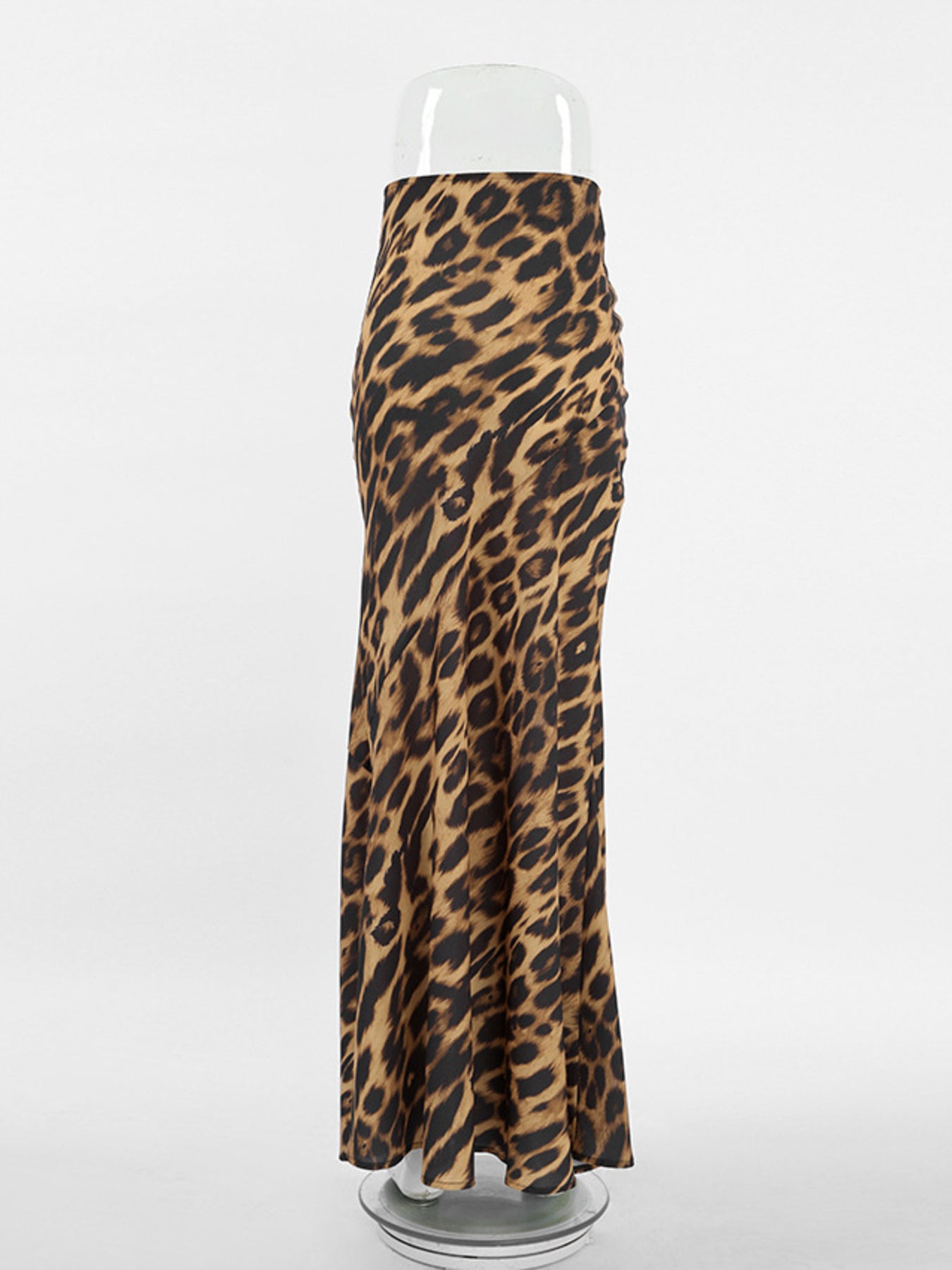 Print bodycon maxi skirt with leopard print and ruched side detail