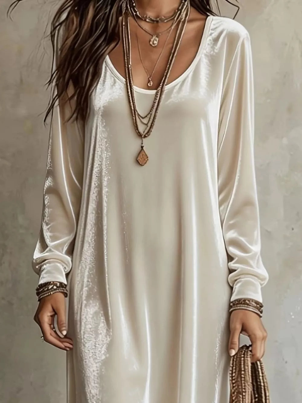 Black Velvet Maxi Dress With Flowy Hem