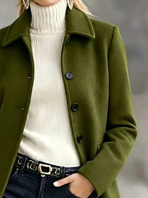 Dark Gray overcoat with thigh-length and button-front