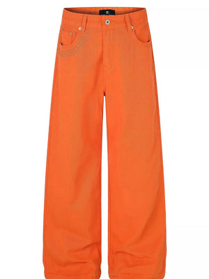 wide-leg pants in orange featuring pocketed and wide-leg fit