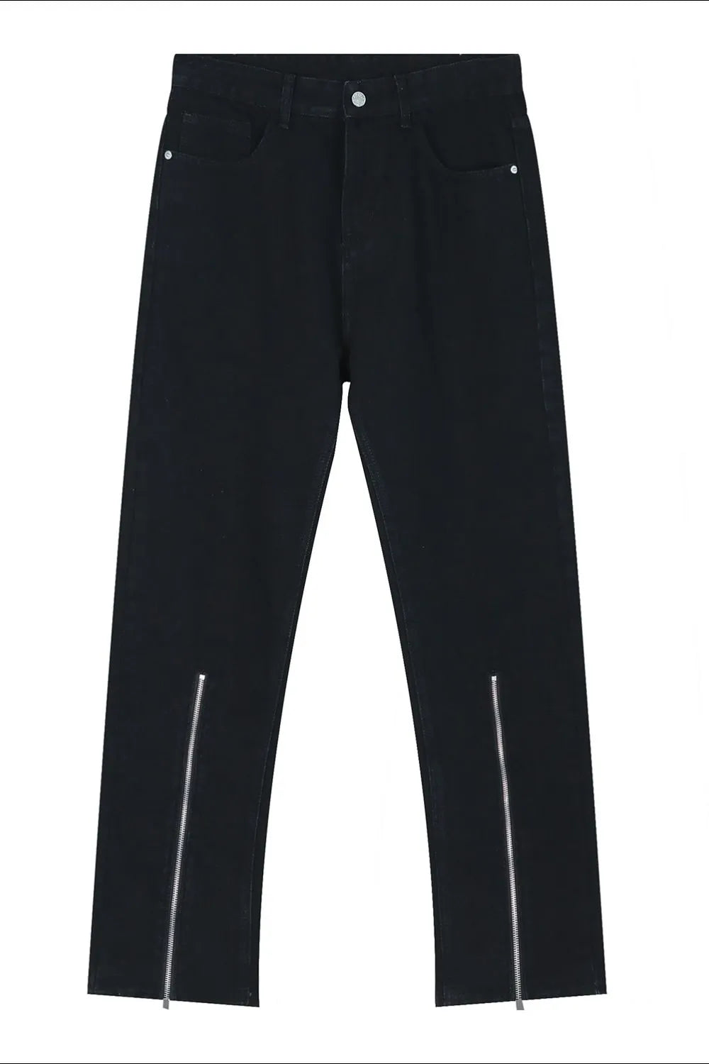 Dark relaxed fit denim jeans with zip hem detail