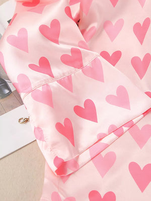 pajama set in light pink with buttoned and full-length