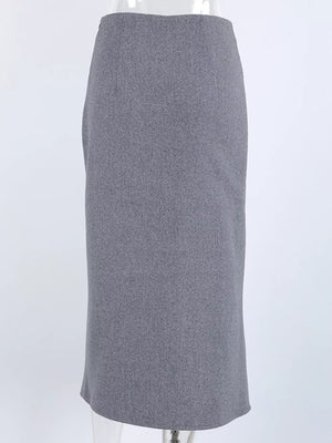 wrap skirt in Gray with asymmetrical and midi