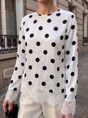 ivory blouse with hip-length and pullover