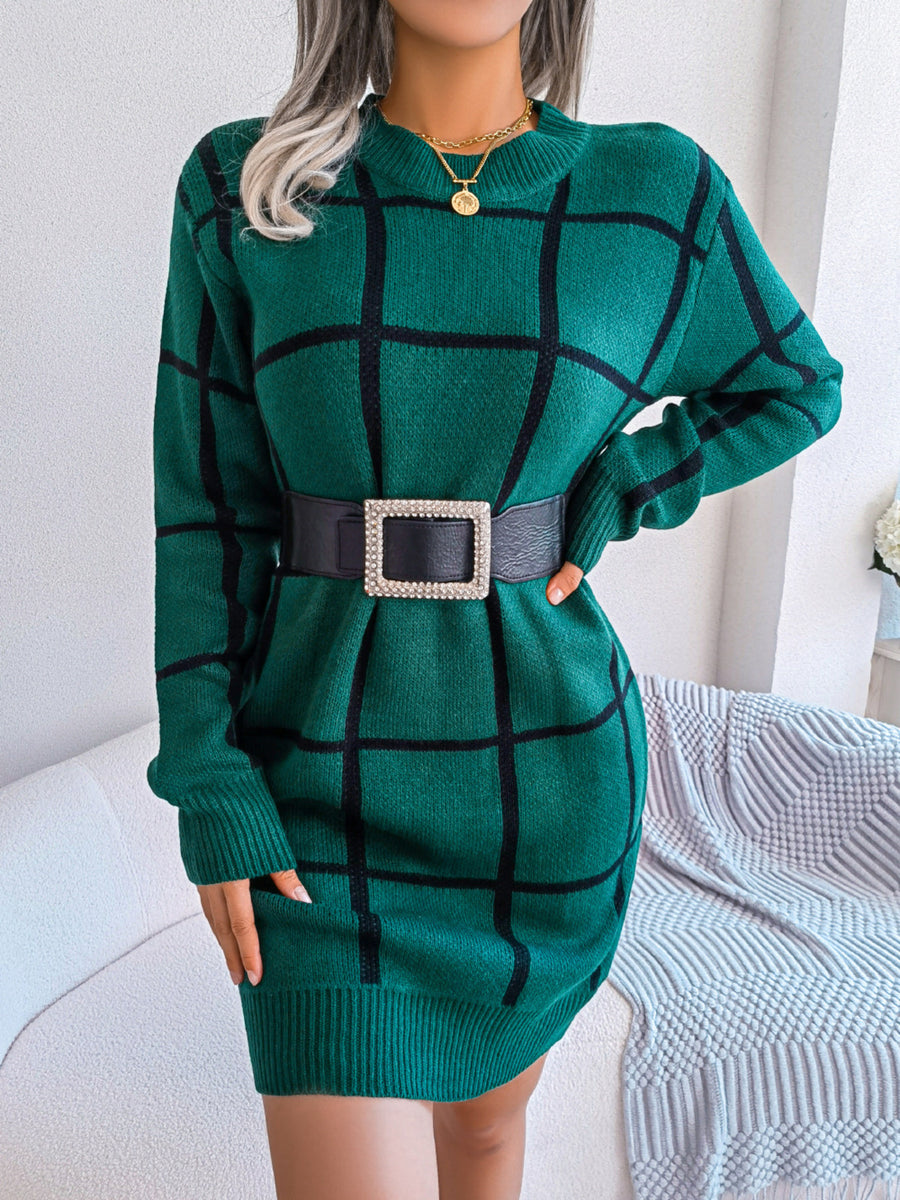 classic sweater dress in Camel with crew neck