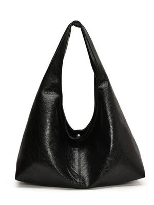 Large PU Leather Shoulder Bag in Black