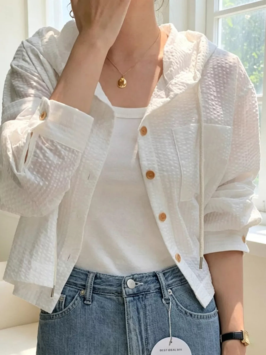 Striped Hooded Shirt With Drawstring option 9
