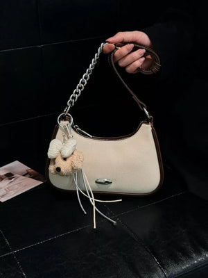 Off-white with Contrast Trim Shoulder Bag