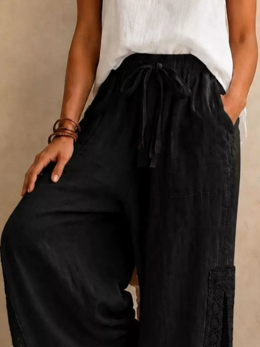 light blue wide-leg pants