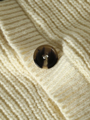 classic cardigan in Pastel Yellow with mock neck