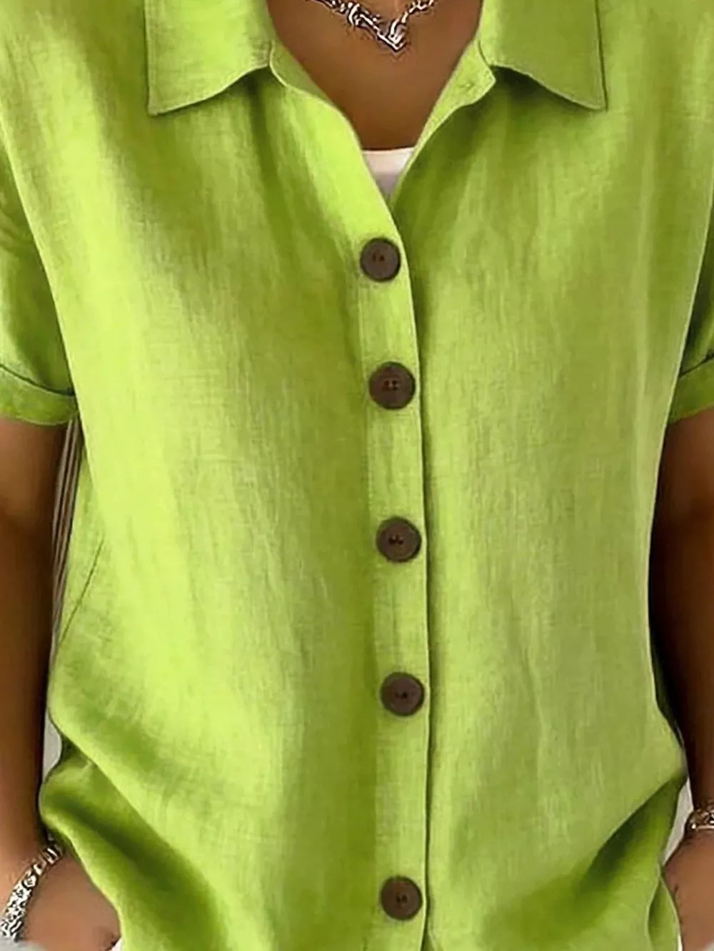Full Size Button Up Short Sleeve Shirt in Army Green, view 11