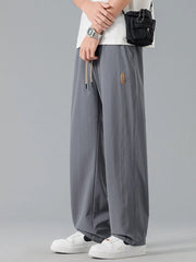 Men's Plus Size Loose Fit Drawstring Casual Pants in Black