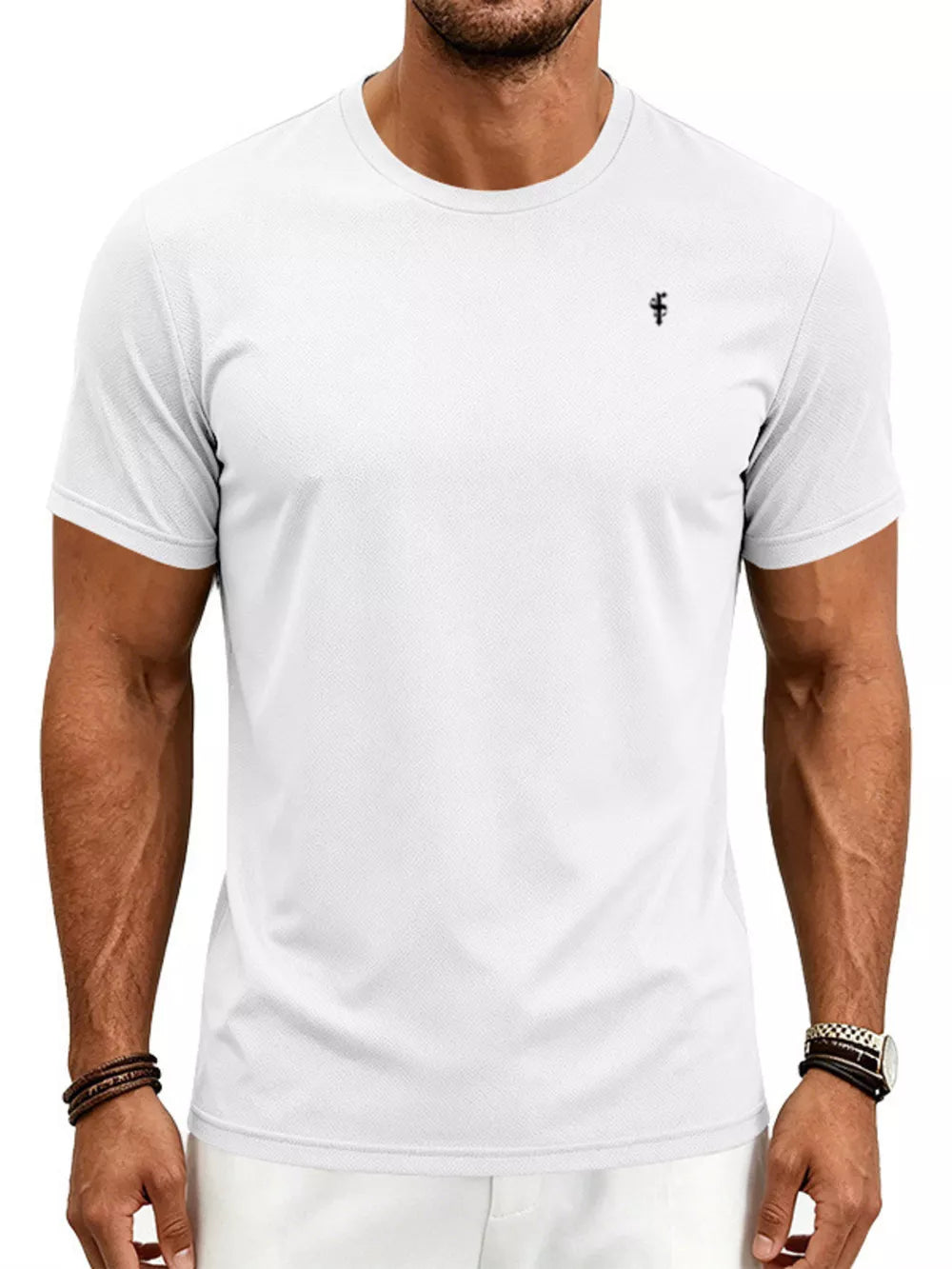 Men's Classic Fit Crew Neck T-shirt Plus Size in Black, view 17
