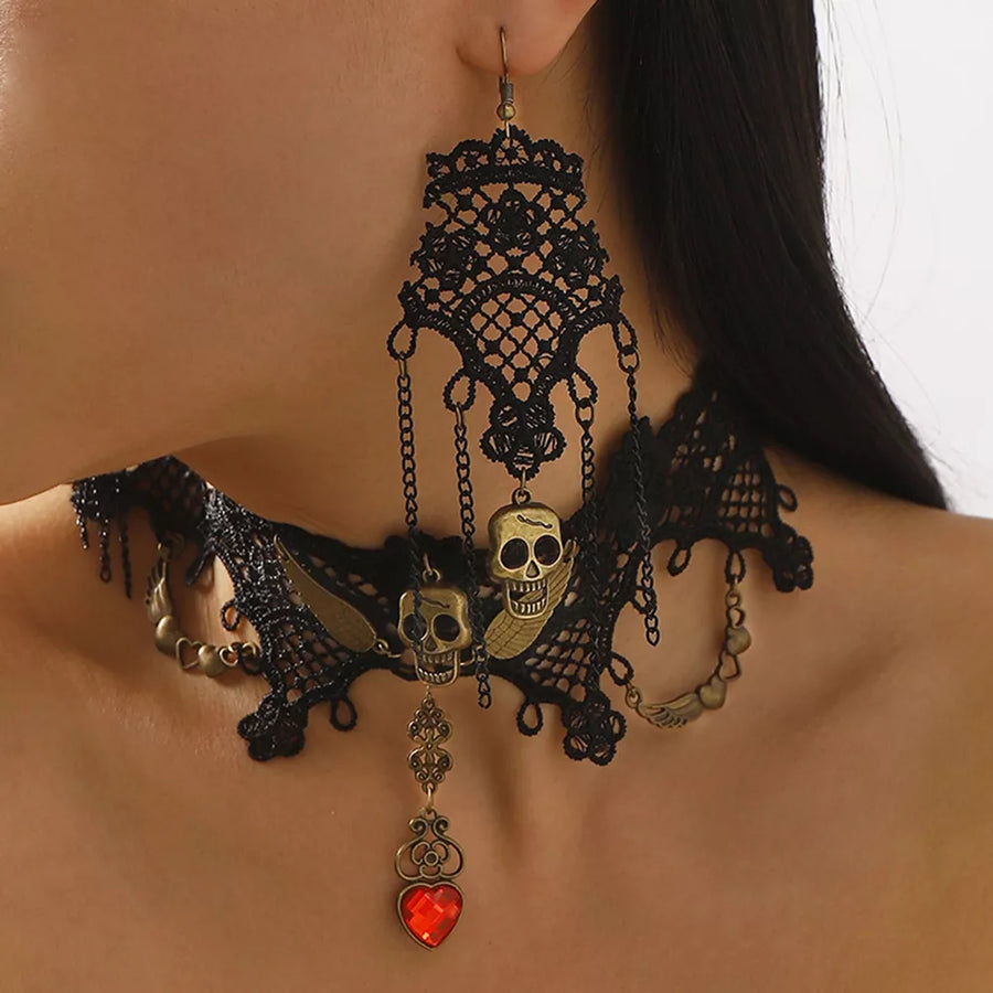 Iron,Rhinestone,lace Care instructions: Avoid wearing during exercise, as sweat necklace in red with fitted silhouette