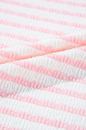 Blush Pink Textured Stripe Lounge Set: Effortless Summer Chic