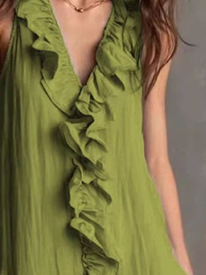 100% polyester Care instructions: Machine wash cold midi dress in Khaki with A-line silhouette