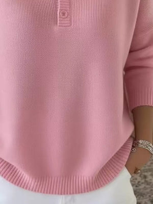 classic pullover sweater in Black with henley