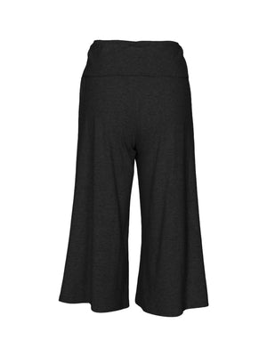 Relaxed wide leg capris in dark heather gray with a comfortable high waist.