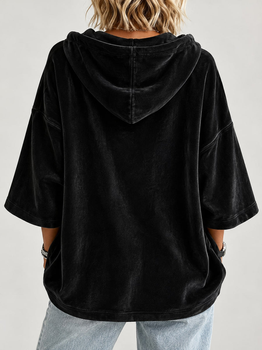 Polyester 100% Care instructions: Hand wash cold pullover hoodie in Light Blue with oversized silhouette