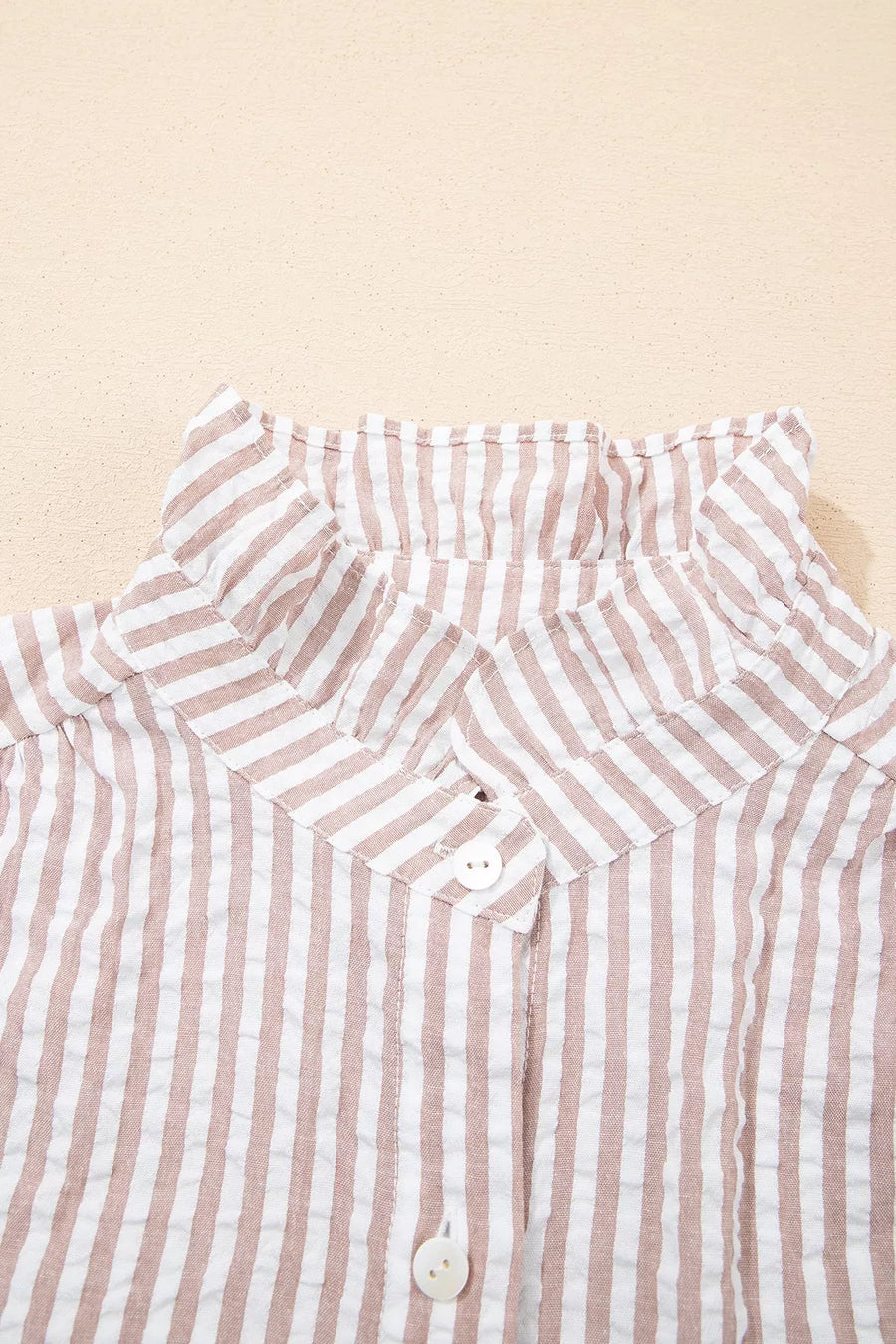Stripe Frilled Collar Half Sleeve Shirt Dress option 10
