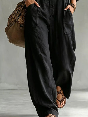 bohemian jumpsuit in Orange-red with collared