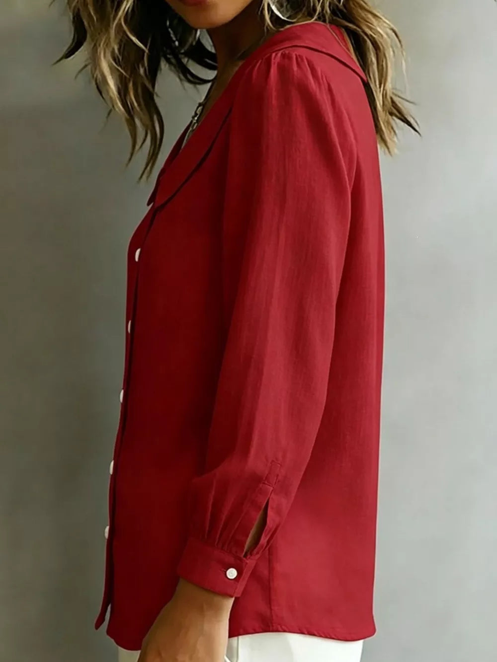 classic button-down shirt in White with peter pan collar