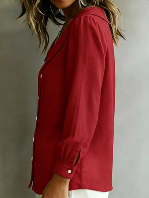 classic button-down shirt in White with peter pan collar