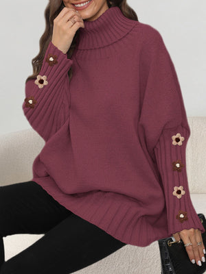 turtleneck sweater in Black with turtleneck and long sleeve