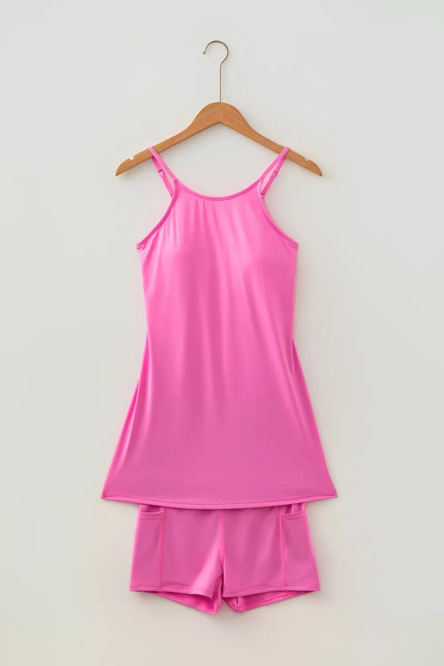 Twisted Strappy Back Active Mini Dress And Shorts Set option 5