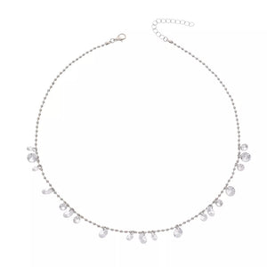 Sparkling Zircon Drop Necklace Alloy Silver option 5