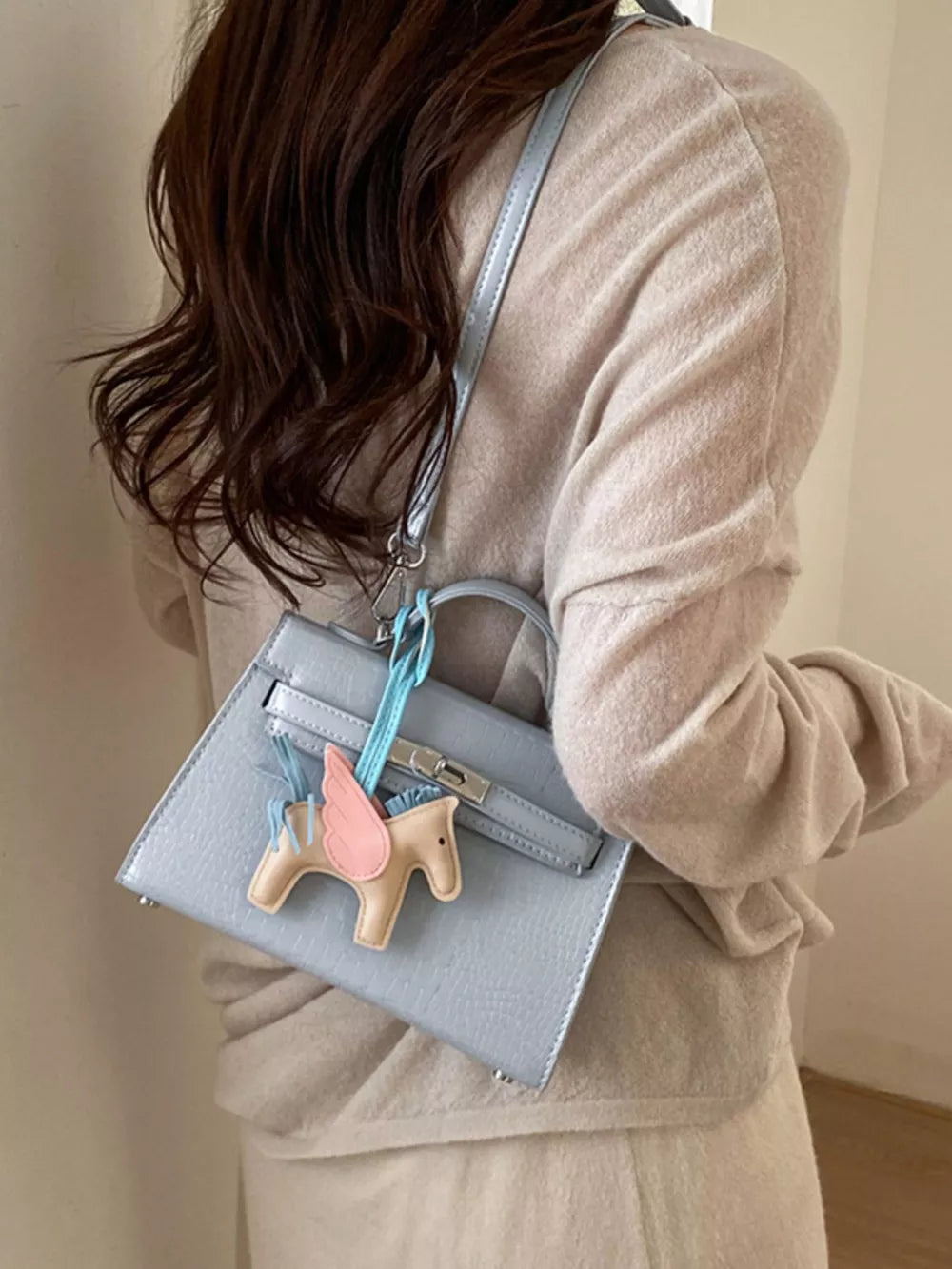 Crocodile Embossed Mini Crossbody Bag in Blue