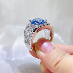 925 Sterling Silver Geometric Solitaire Moissanite Ring in this colorway