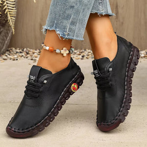Black Round Toe Lace Up Sneakers