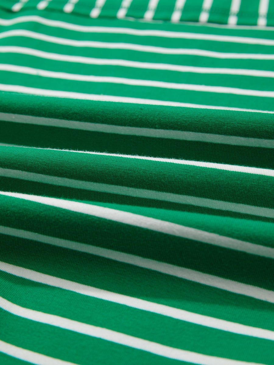 Relaxed-fit green and white striped cotton t-shirt with crew neck