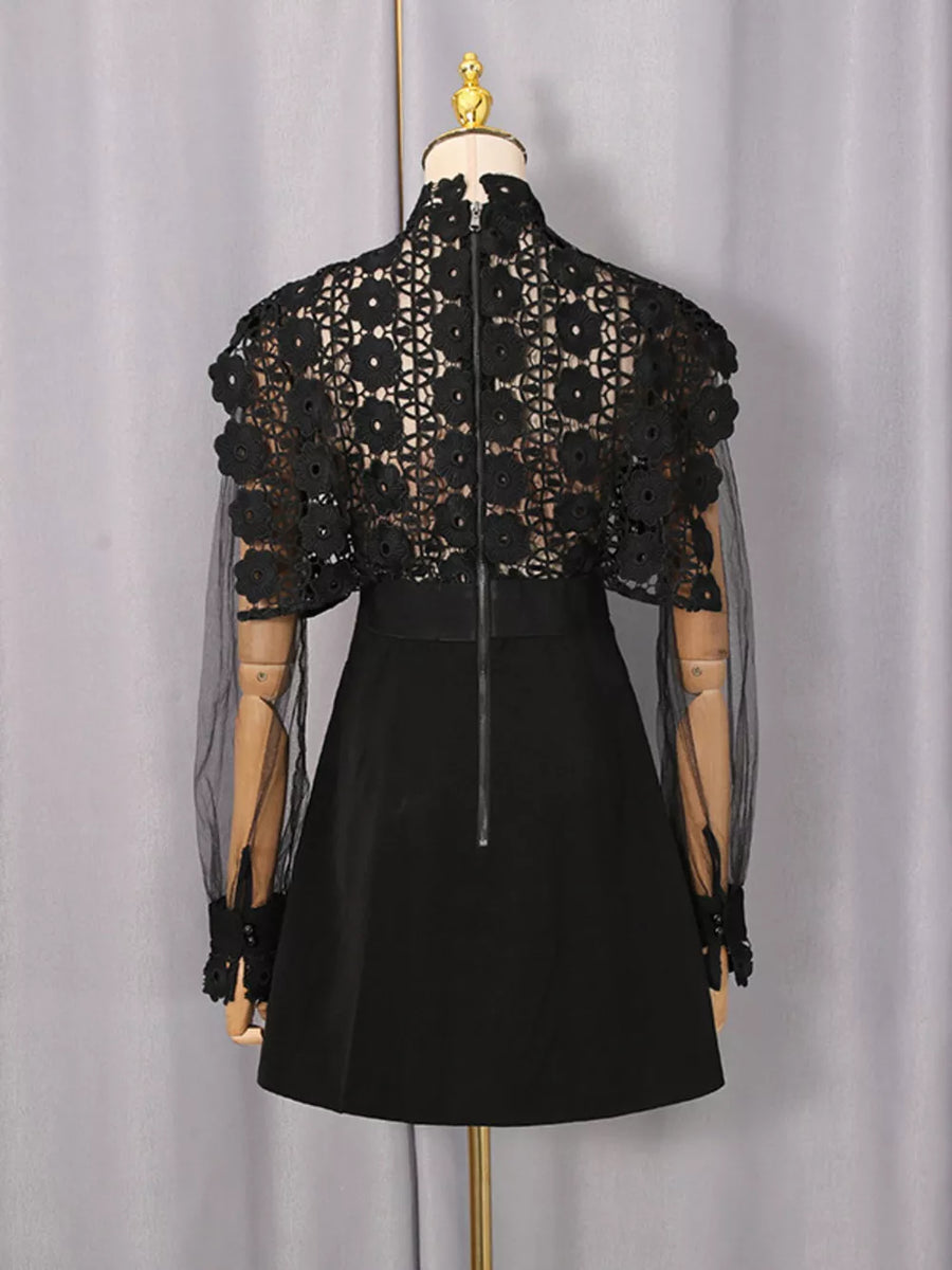 Lace Sheer Sleeve Mini Dress option 9