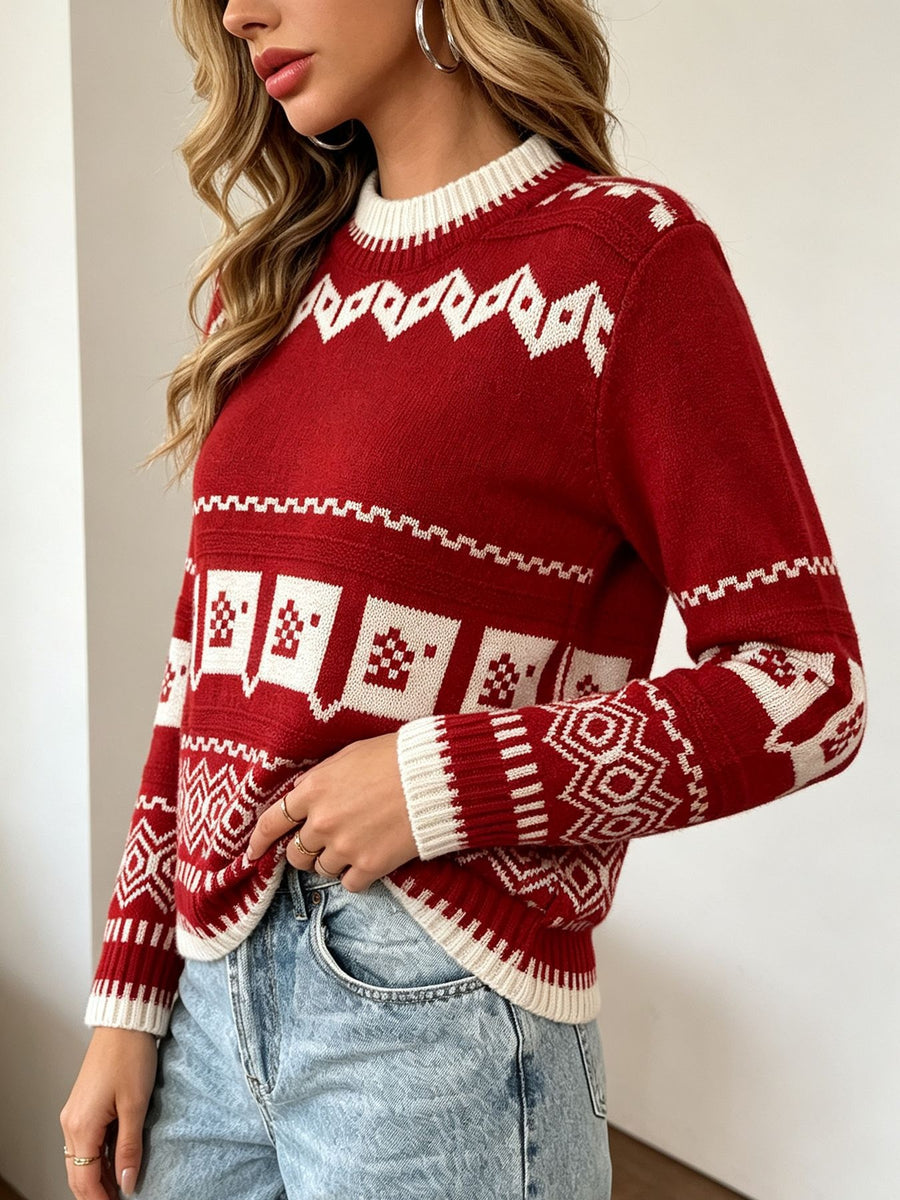100% polyester Care instructions: Machine wash cold crewneck sweater in Red with regular silhouette