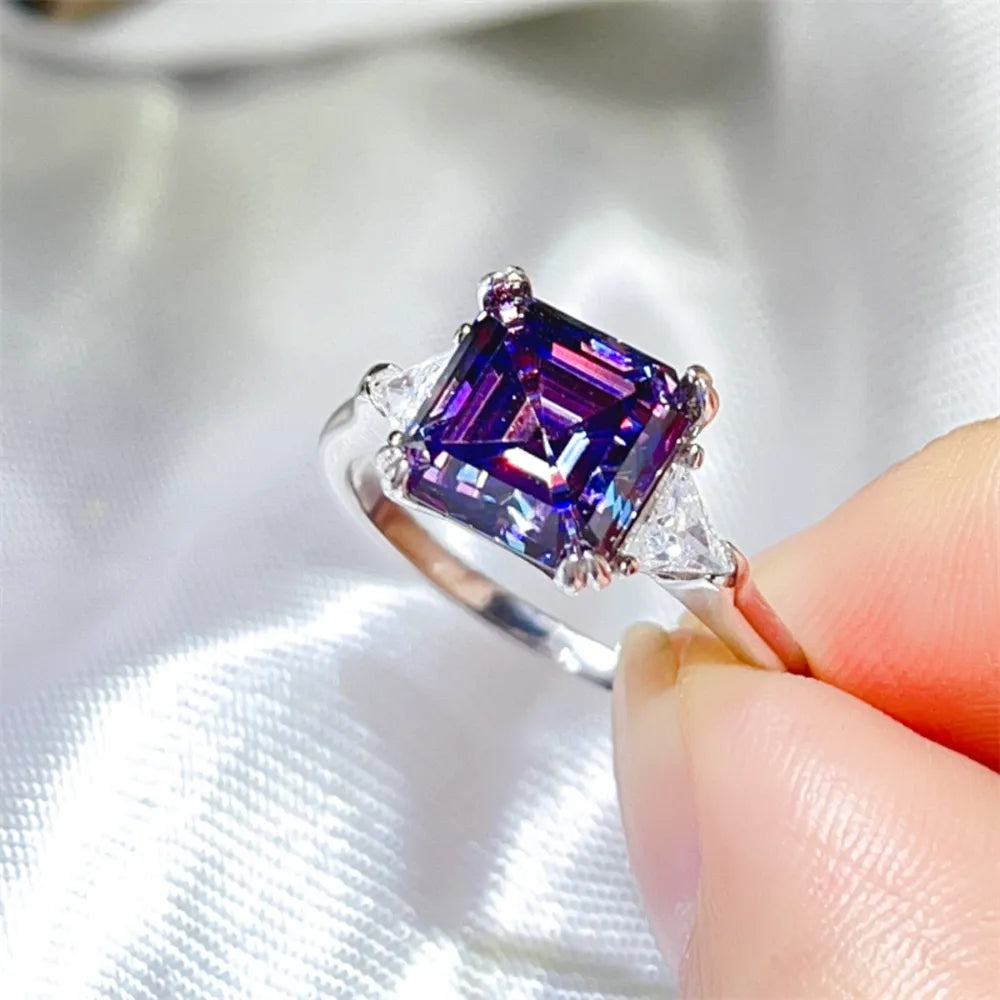 Platinum-Plated,925 sterling silver,Moissanite,Zircon (accent stones) Carat weig ring in purple with n/a silhouette