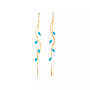 gold earrings with long and post-back