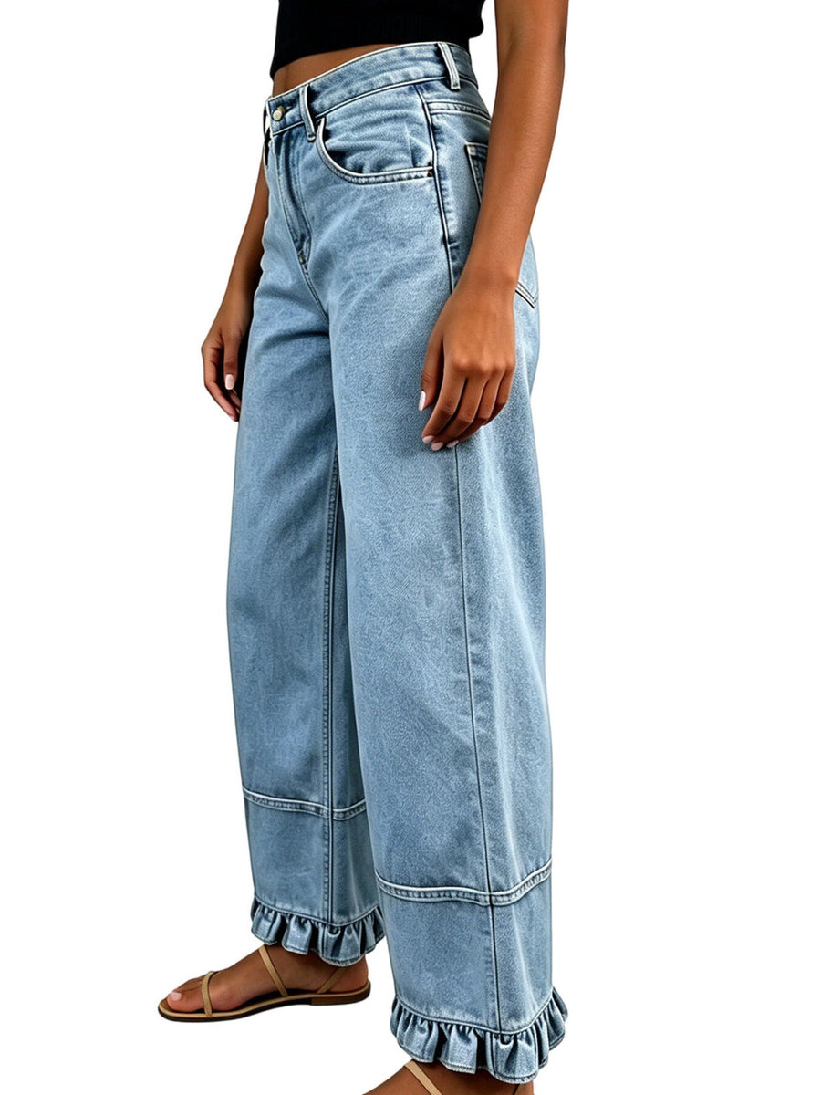 Medium jeans with full-length and button-front, zip-front