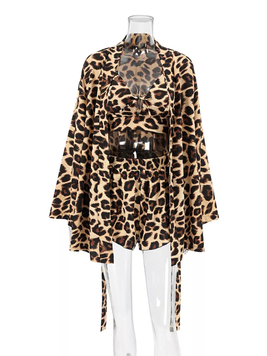 resort lounge set in brown with v-neck