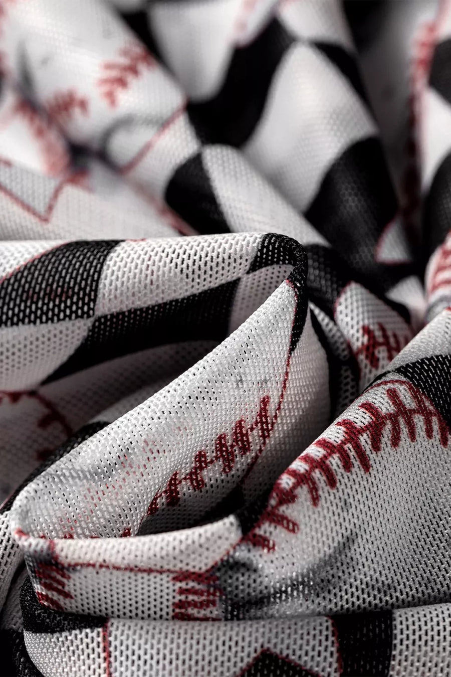 Checkered Baseball Bow Print Mesh Top option 8