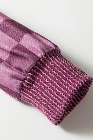Ribbed Trim Checkered Pullover Shirt option 10