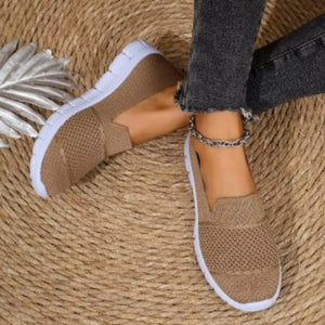 Dark Gray Round Toe Flats Slip-ons
