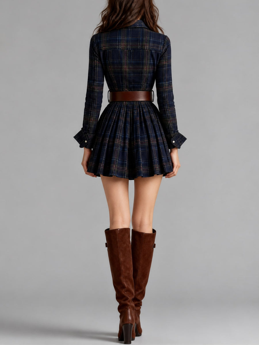 shirt dress featuring plaid in dark brown with Polyester 100% Care instructions: Hand wash cold texture