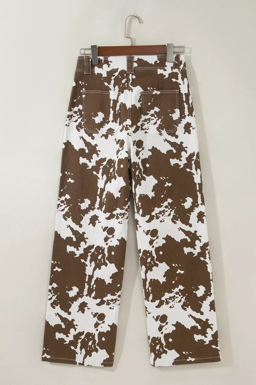 Dark Brown jeans with zip-front and abstract
