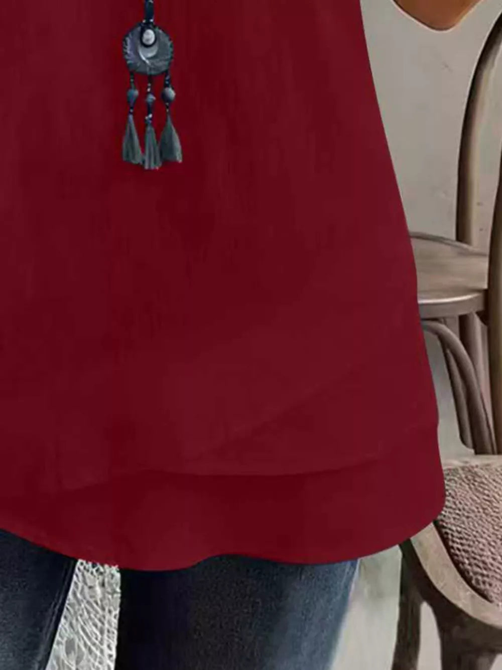 Apricot relaxed blouse with v-neck