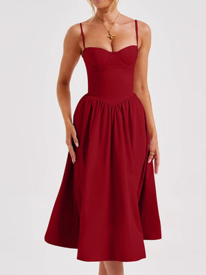 romantic midi dress in Light Green with sweetheart