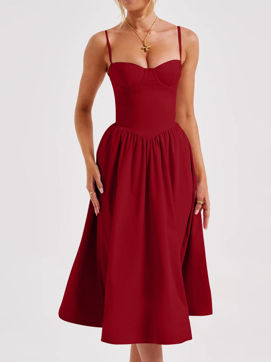 romantic midi dress in Light Green with sweetheart