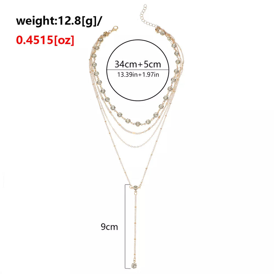 Multi-layered Rhinestone 18k Gold-plated Choker Necklace option 6